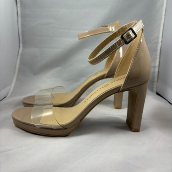 CHINESE LAUNDRY Size 6.5 Nude Ankle Strap Heels with Clear Toe Strap - Picture 5 of 9